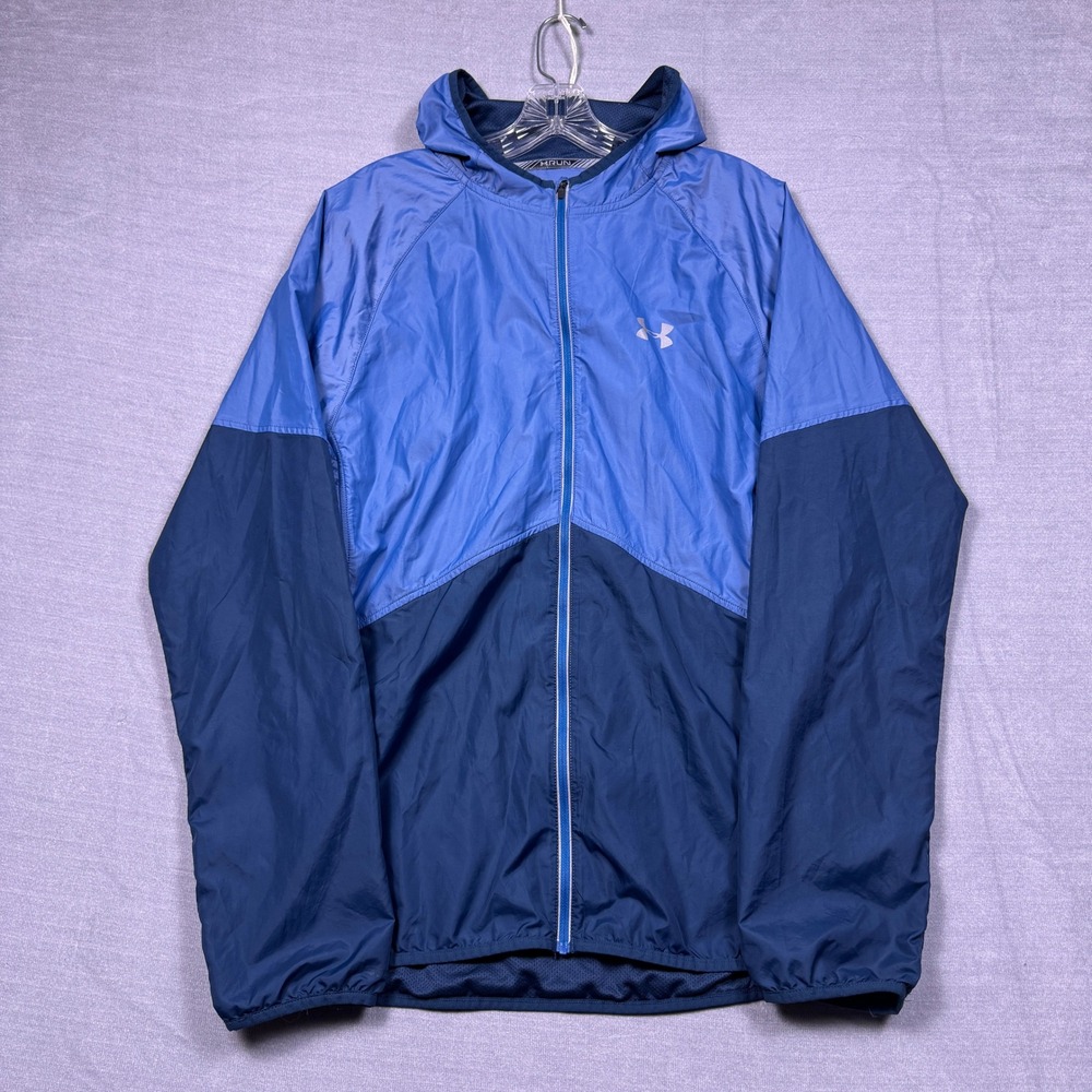 Under‎ Armour Women's Fitted Hooded Windbreaker Jacket Blue LG Running Athletic